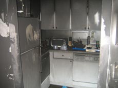 smoke and soot damage in the kitchen